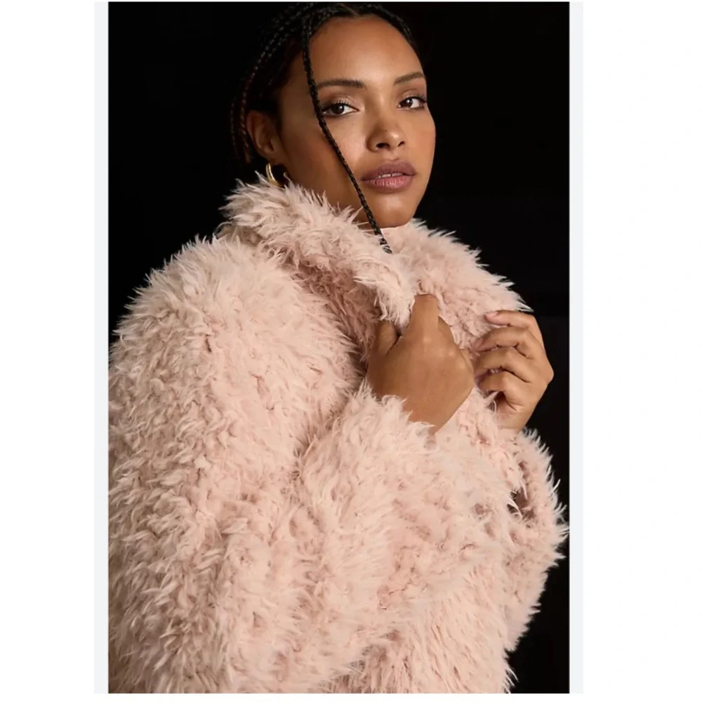 Anthropologie Pink Faux Fur Jacket - Picture 1 of 11